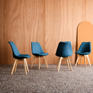 Chaise scandinave bois de hêtre et tissu (lot de 4) NILS