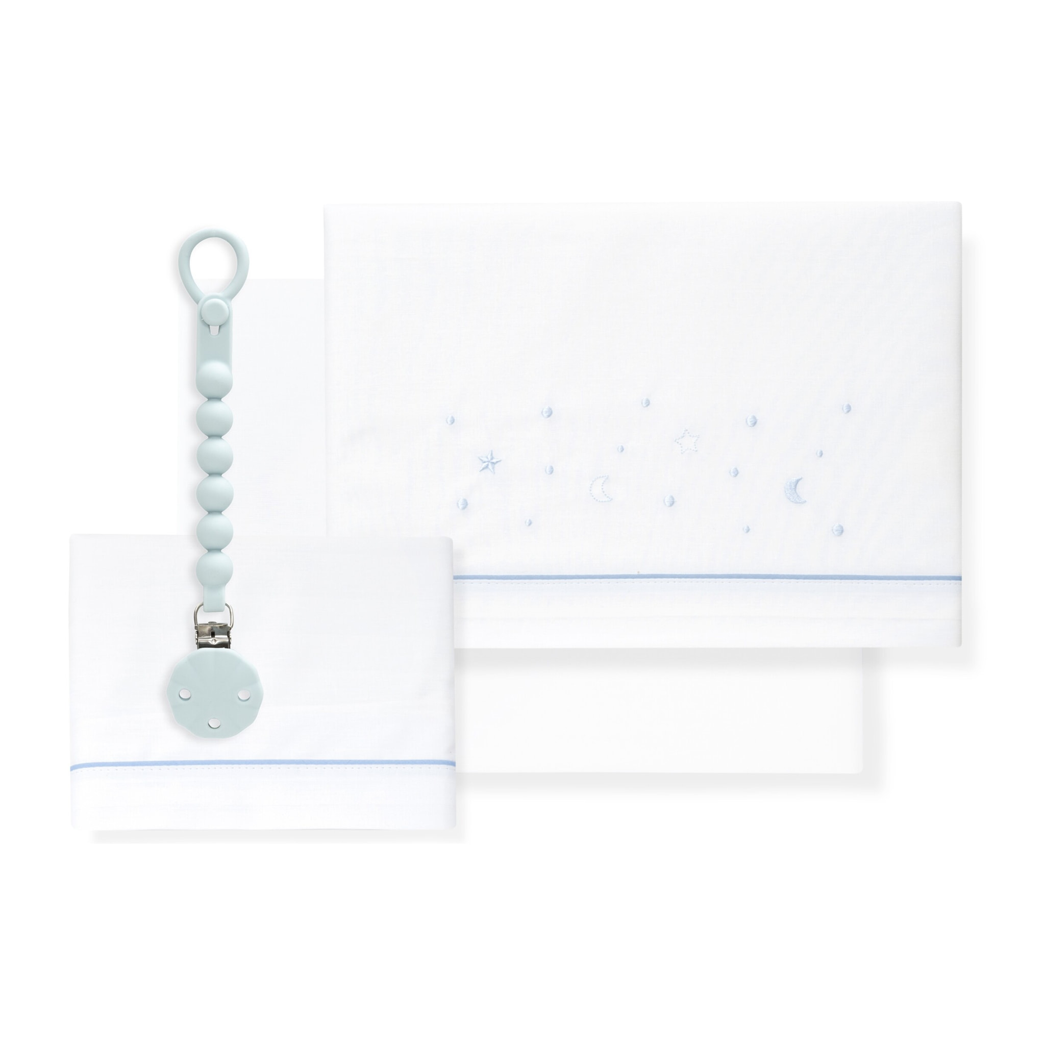 Juego de Sábanas para Cuna mod.Estrellas Luna con Broche Muselina