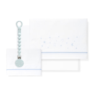 Juego de Sábanas para Cuna mod.Estrellas Luna con Broche Muselina