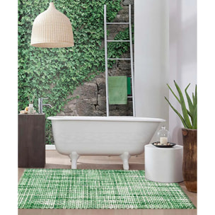 3 tappeti bagno CRAZY VERDE in microfibra misto cotone, morbido antiscivolo lavabile in lavatrice, tappetino lavabo sanitari bagno