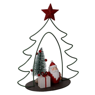 Albero in metallo con babbo natale resina rosso cm21x9,5h25,5