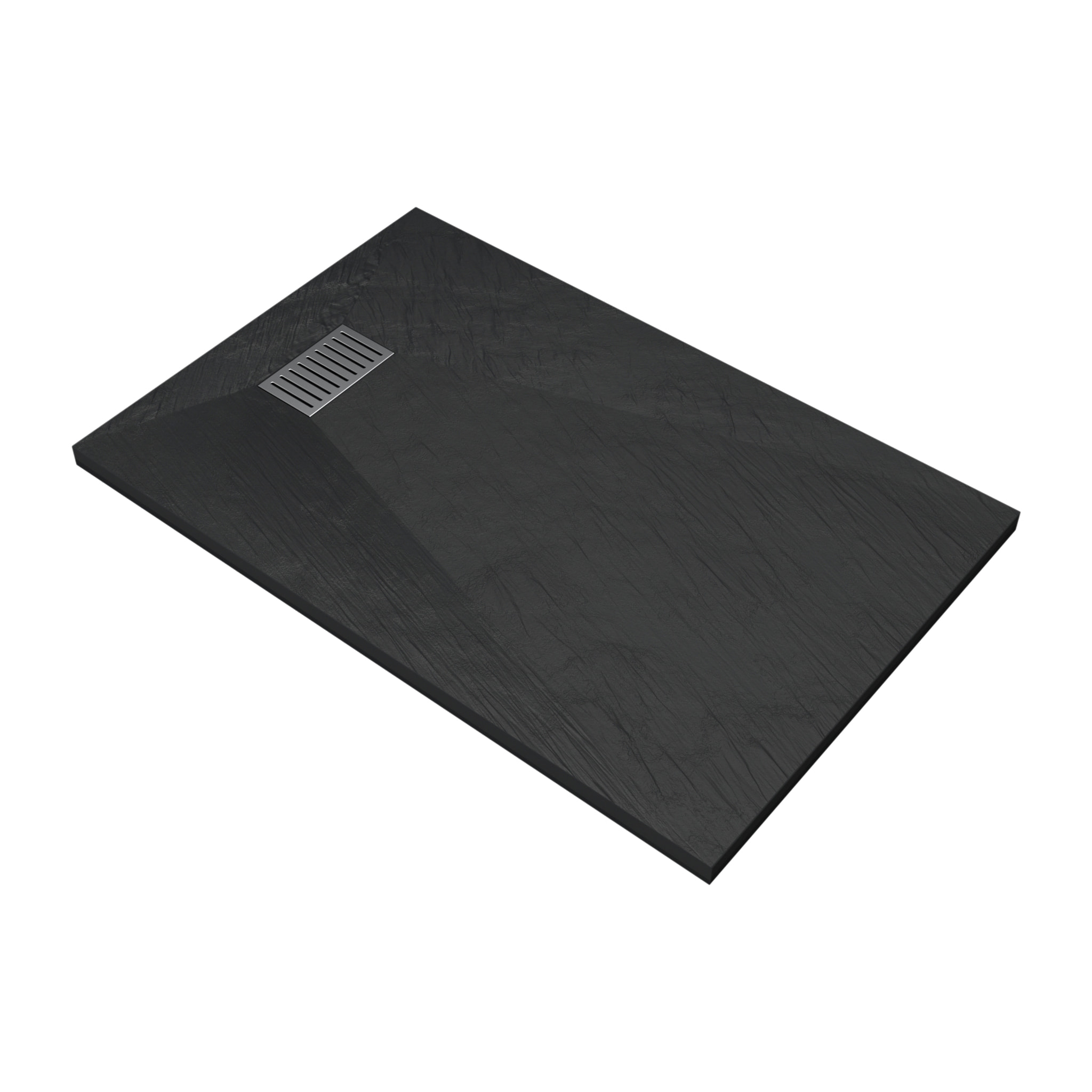 Receveur de douche Noir Effet Pierre 80x120 cm et Grille décor Linéaire en Inox