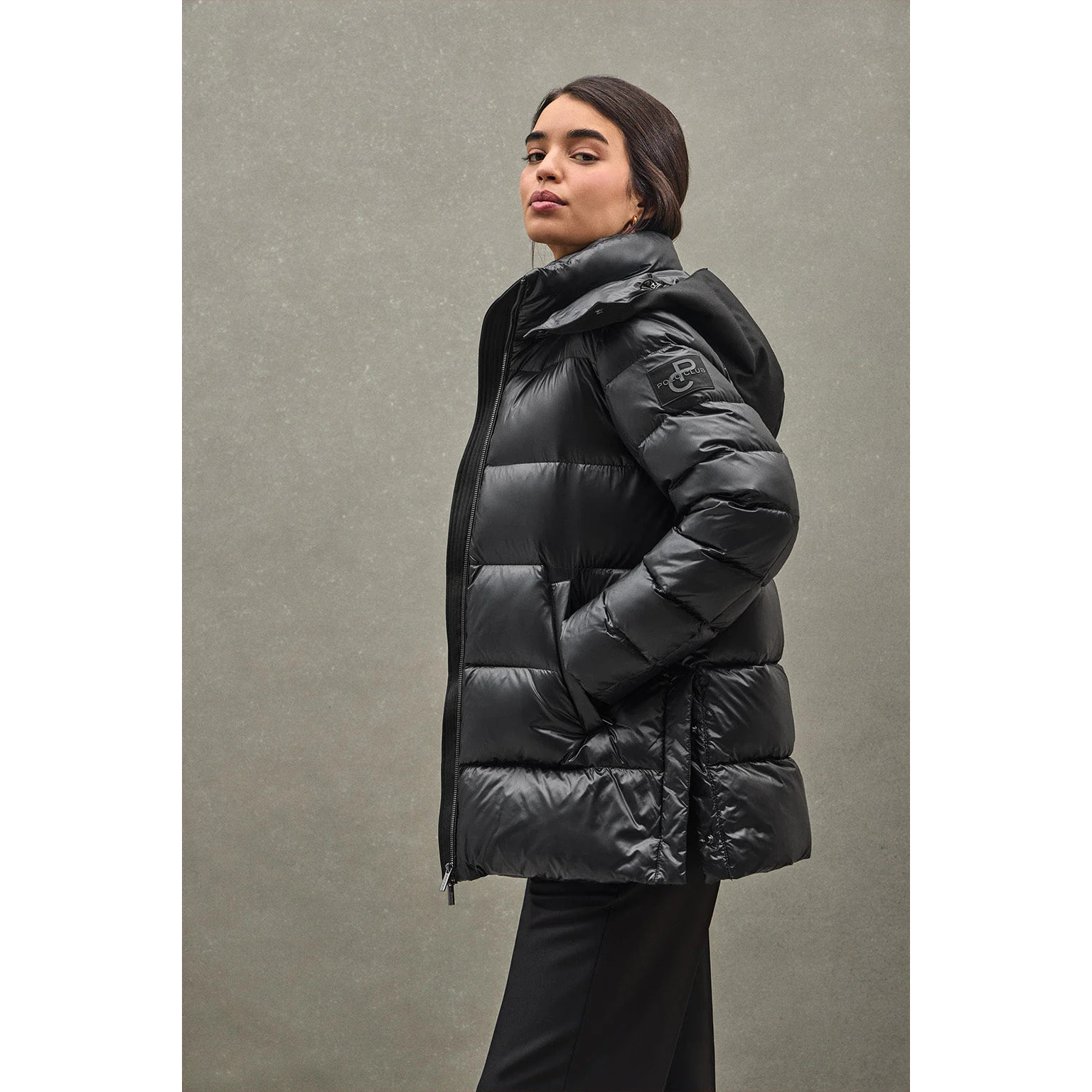 Chaqueta de plumas Ofelia negra con logo Polo Club