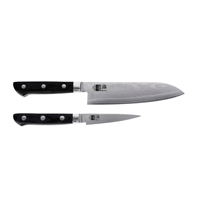 Set Hashi Damas de Base: 2 cuchillos (de pelar 9cm + santoku 18cm)