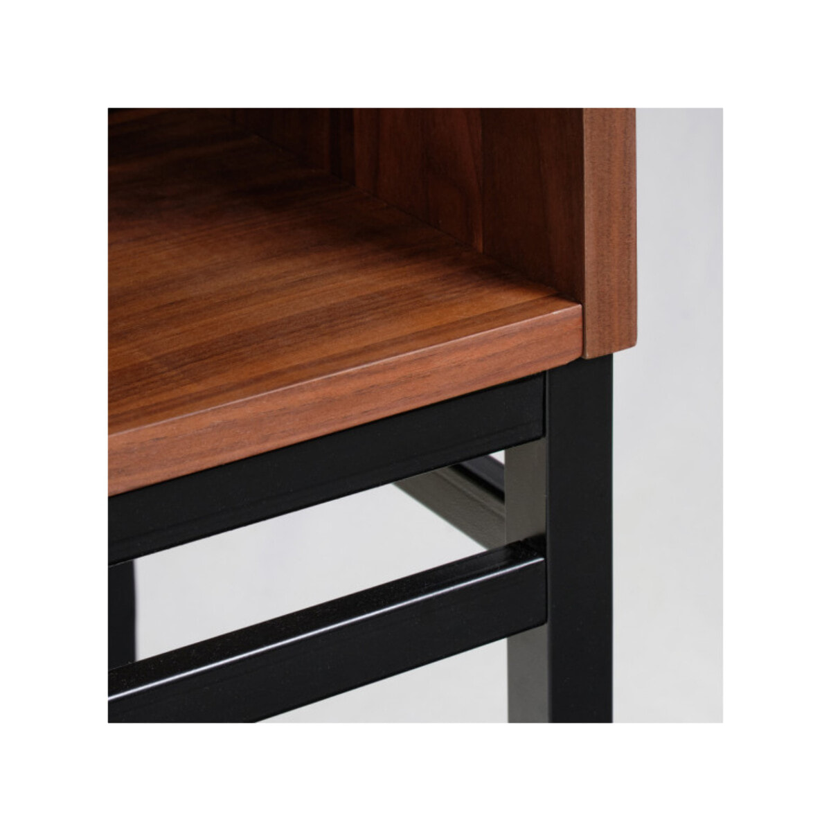 Meuble de Bar H.110 cm en Noyer Massif et Métal Noir - Modèle ELIOTT 2083
