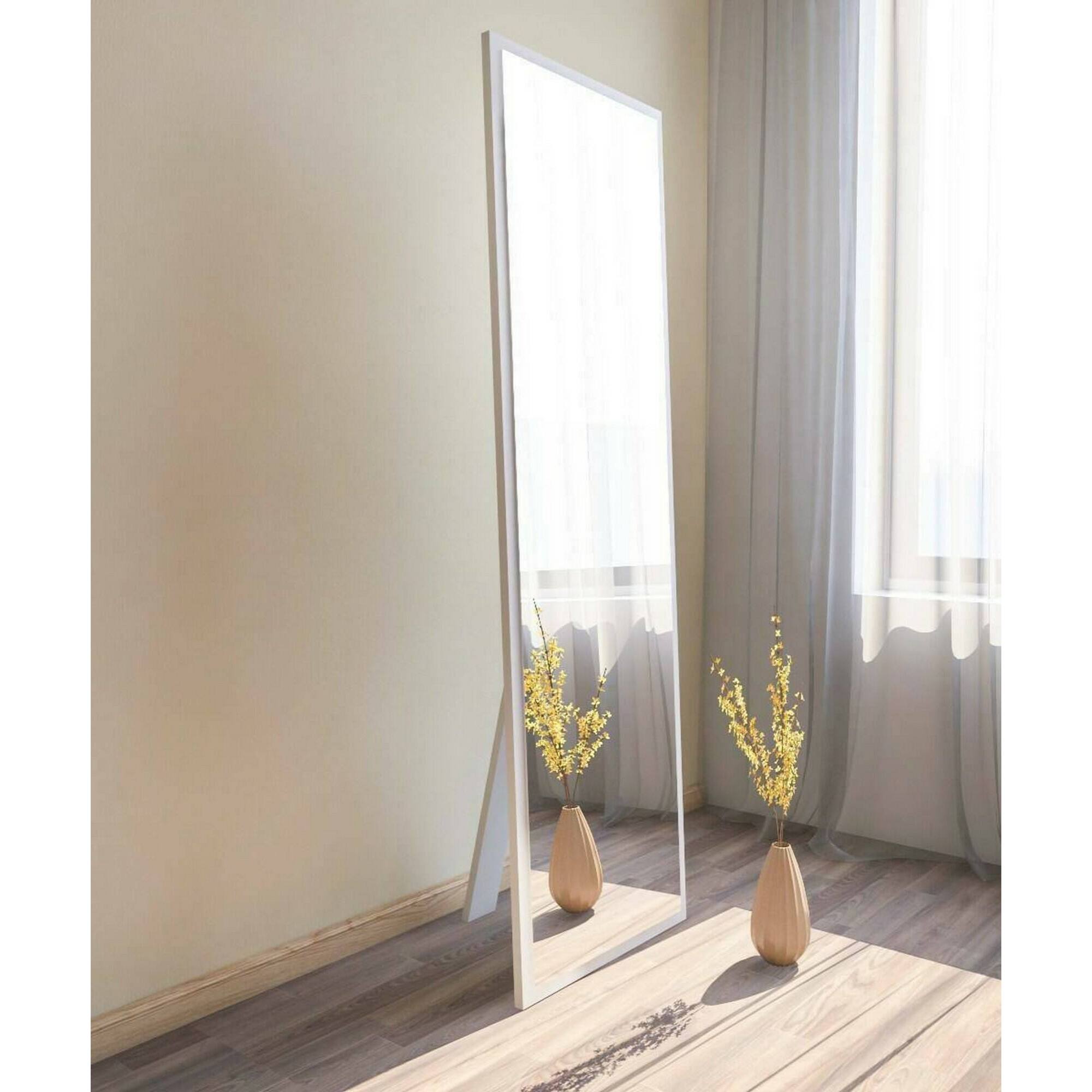 Specchio Dcarrier, Specchiera, Articolo d'arredo a muro, Decorazione con specchio, 50x2h160 cm, Bianco