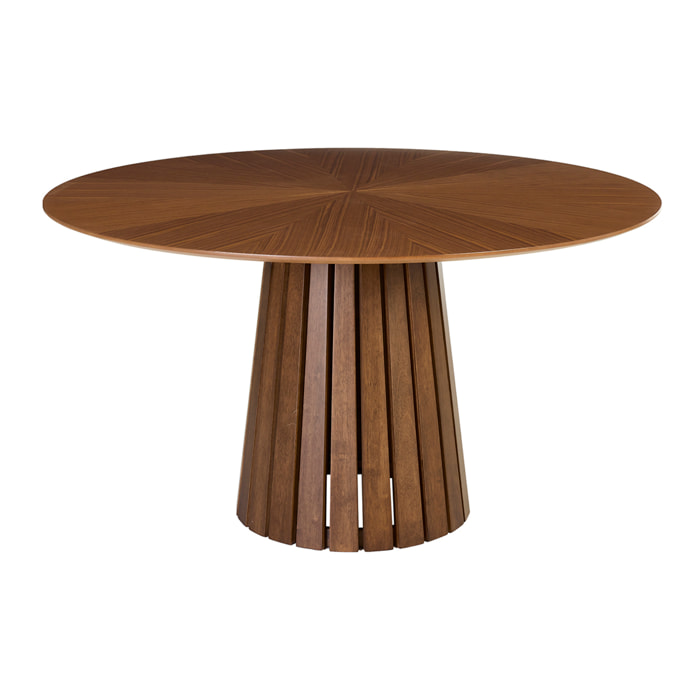 Table à manger ronde en bois foncé noyer D137 cm DITA