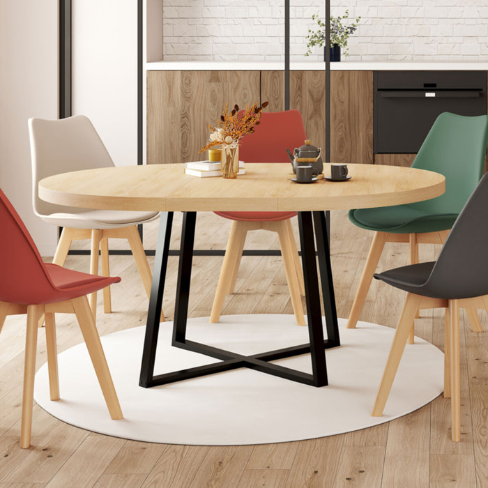 Table à manger extensible Sana 120-160 cm - Bois - Noir
