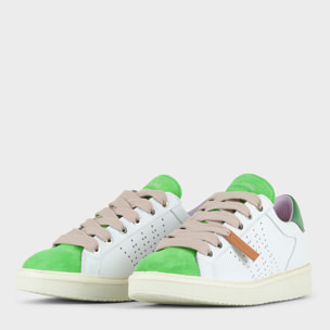 ZAPATO CON CORDONES MUJER P01 DE PIEL Y ANTE BLANCO MAGICAL GREEN ROSA POLVO