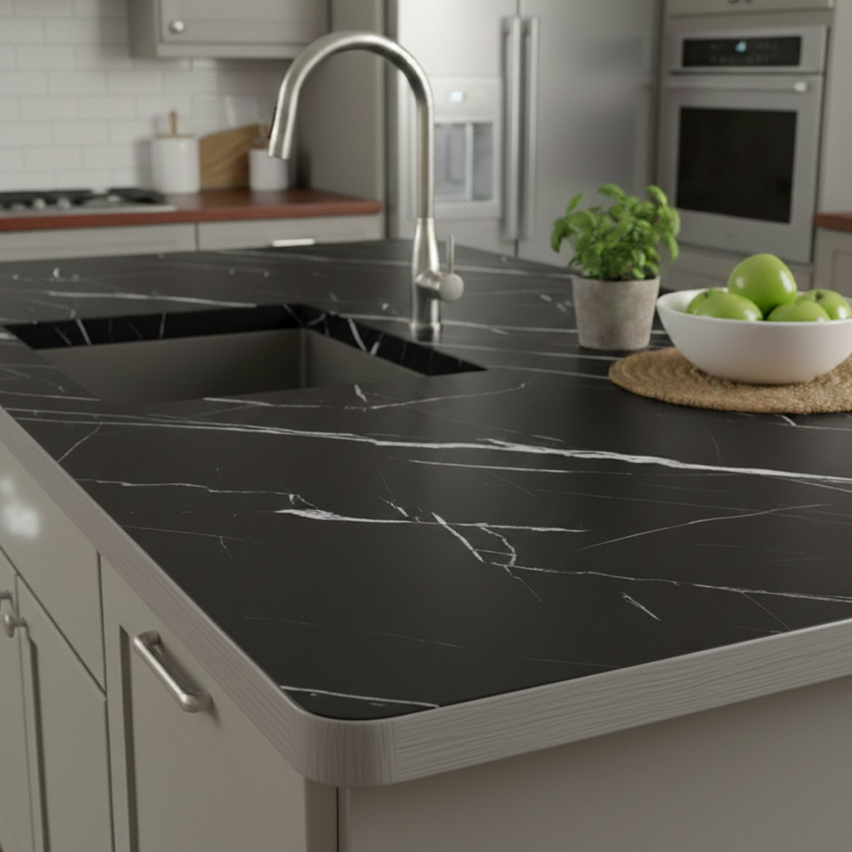 Rouleau adhésif marbre noir et blanc au mètre - Autocollants Revêtement Adhésif Cuisine Meubles Salle de bain