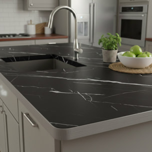 Rouleau adhésif marbre noir et blanc au mètre - Autocollants Revêtement Adhésif Cuisine Meubles Salle de bain