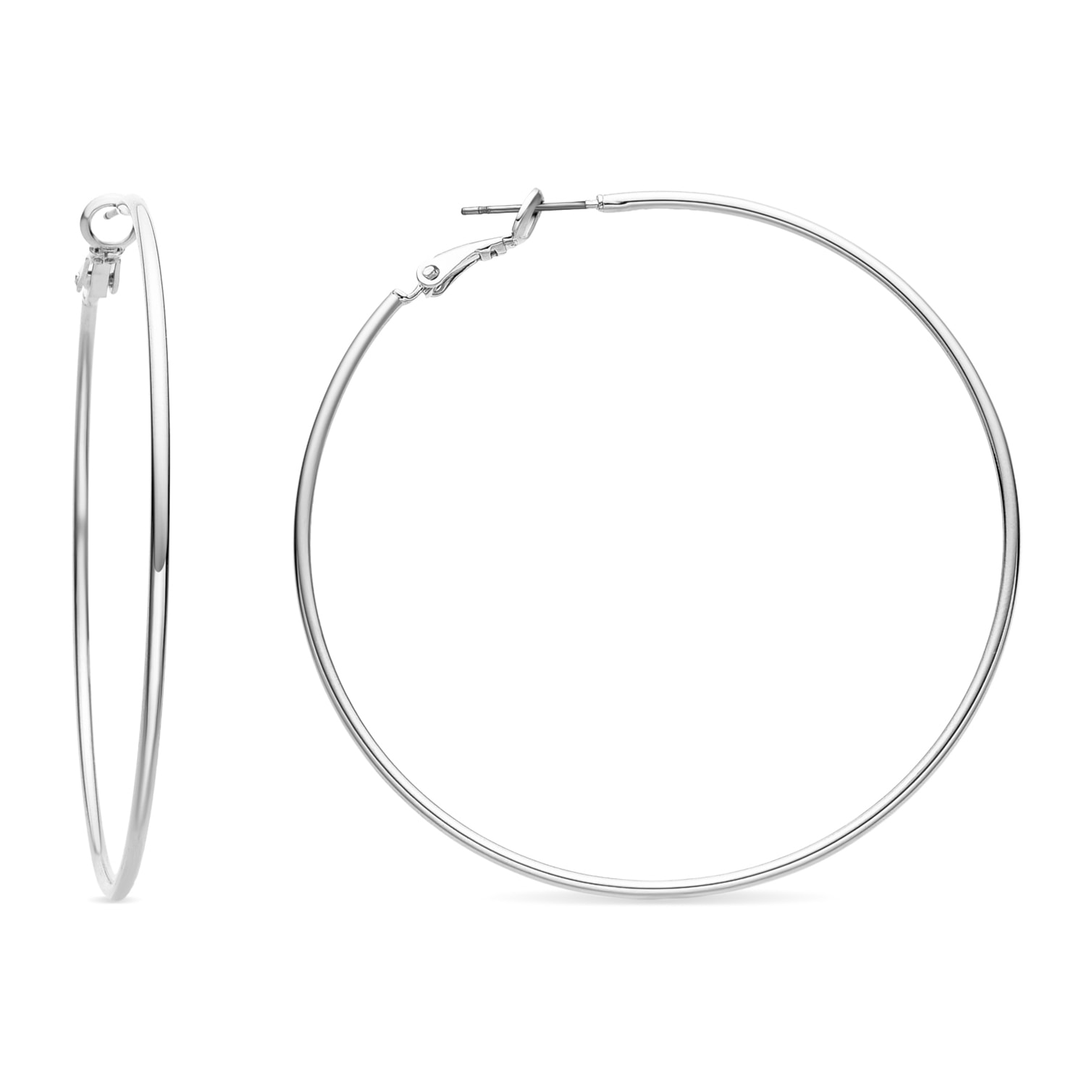 Pendientes de 60mm de diámetro acabados en rodio