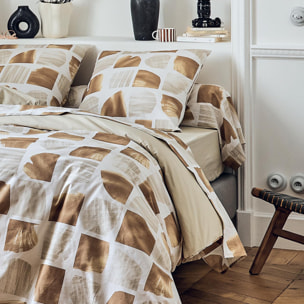 Housse de couette coton graphique - Marron Clair