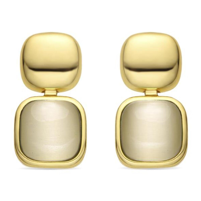 Pendientes con Ojo de Gato acabado oro 18k