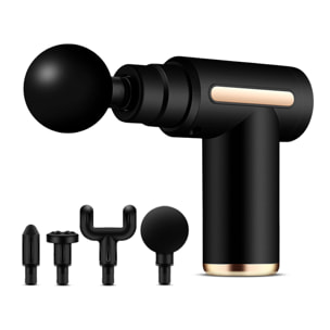 Mini pistola per massaggio muscolare Fascia Gun BX720. 6 livelli con velocità da 1800 a 3200 rpm. 4 teste.