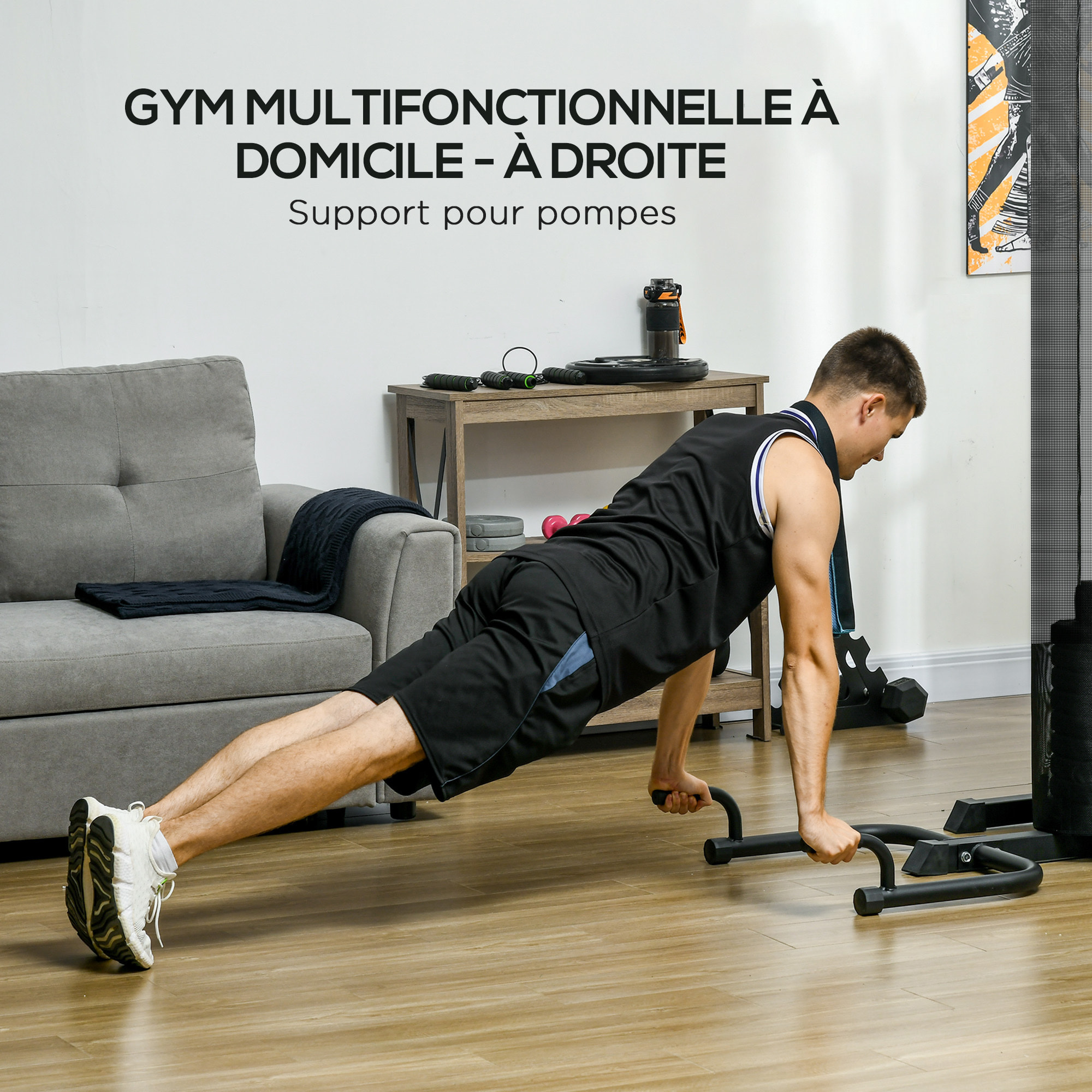 Station de musculation multi-équipement - collaboration Aosom.fr x FFHandball - 10 contrepoids - acier noir rouge