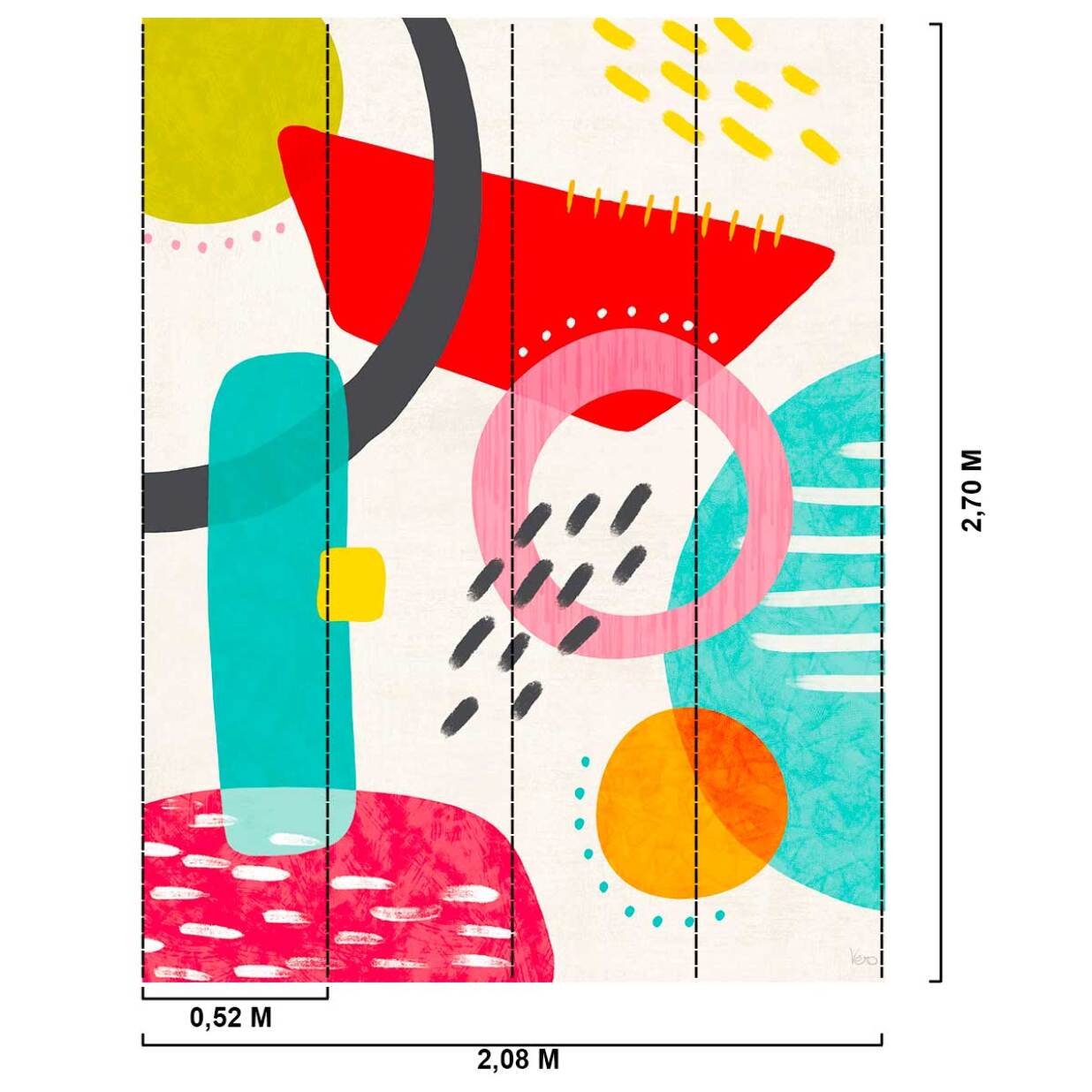 Papier peint composition abstraite formes et textures contemporaines Intissé