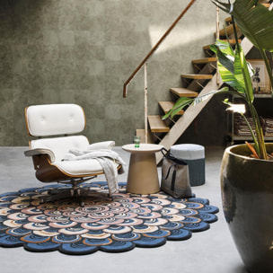 Tapis rond fait à la main en laine motif géométrique ILFI