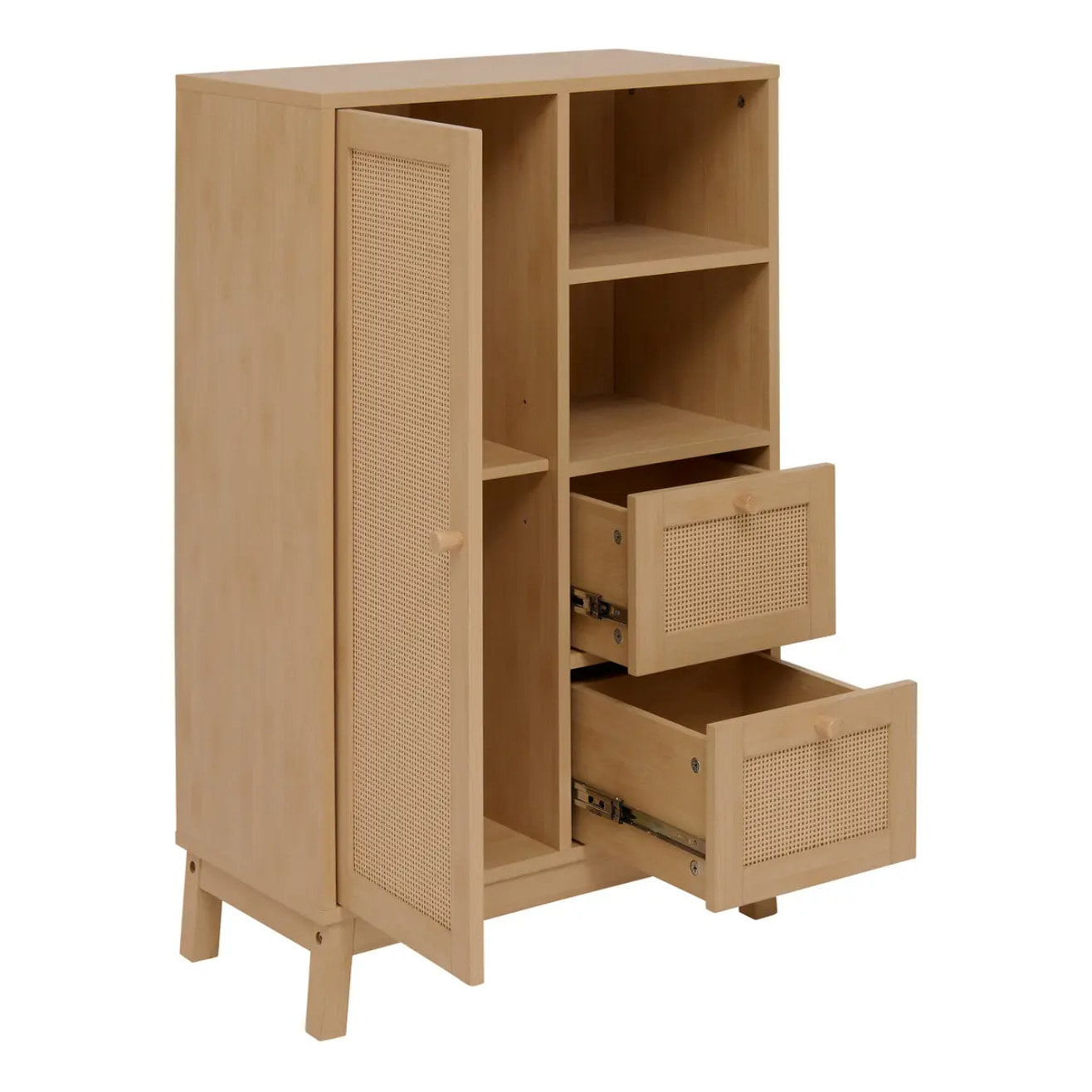 Meuble de salle de bain 1 porte Cane marron