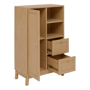 Meuble de salle de bain 1 porte Cane marron