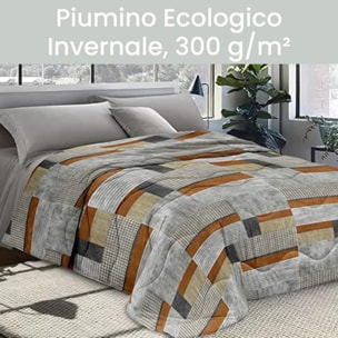 INTRECCI Piumino Singolo, 170 x 260 cm, Piumino Ecologico, Caldo, Invernale, 300 g/m², Anallergico e Antiacaro, Made in Italy, Lavabile in Lavatrice, Soffice, Morbido. Fantasia: Modern