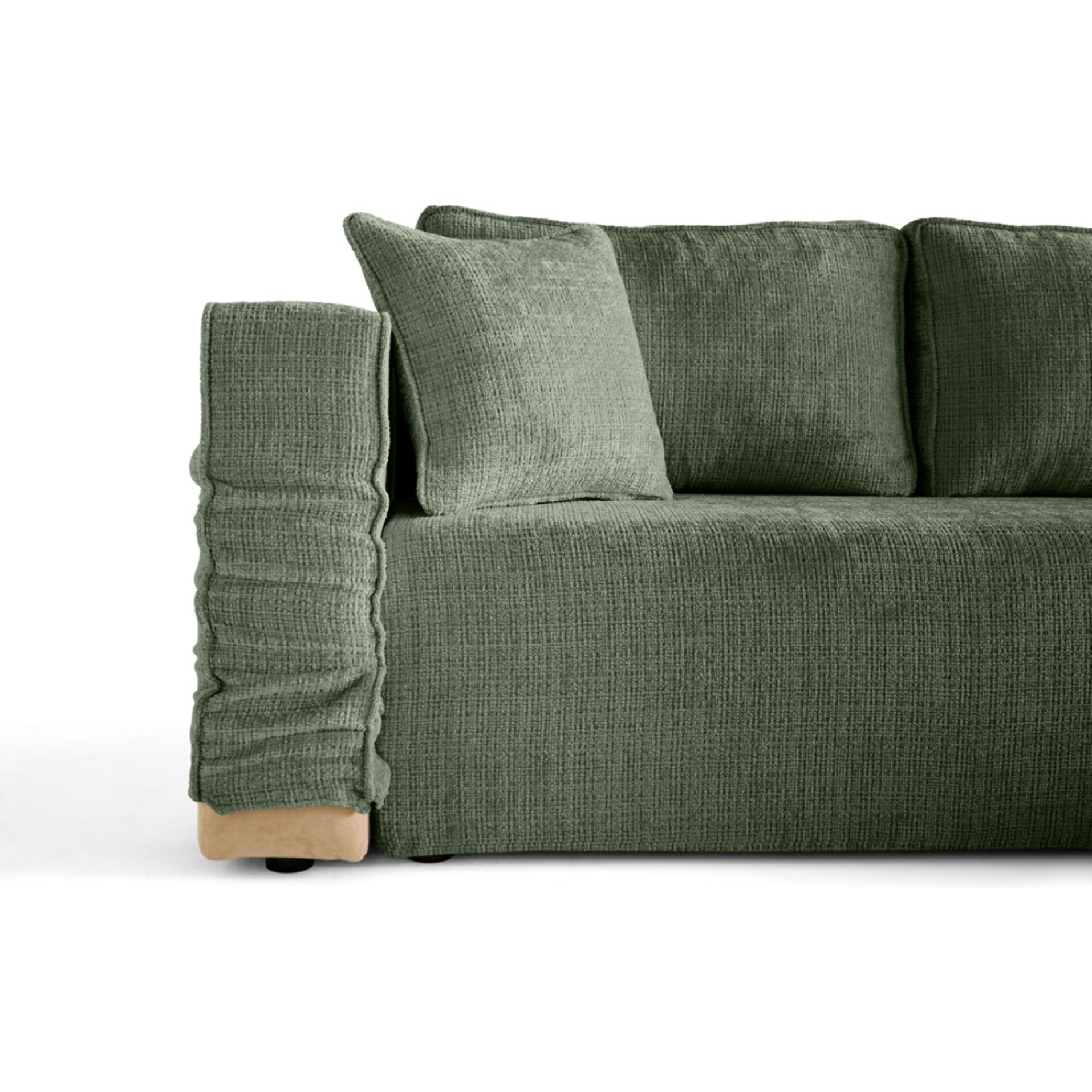 Housse en velours texturé pour canapé déhoussable Topaze - Vert sauge
