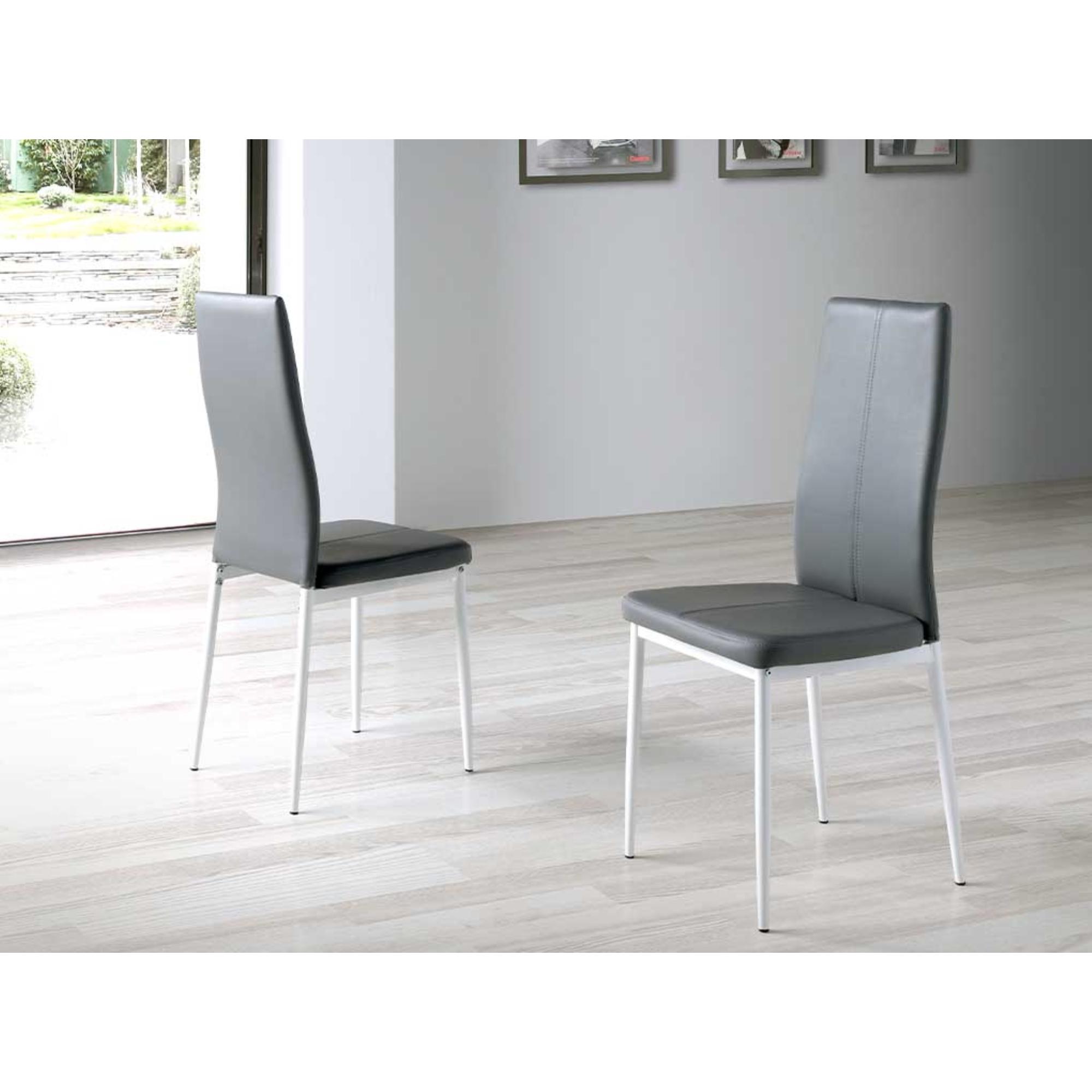 Set 4 sillas LUCIA - polipiel gris, blanco - 42x47x98cm