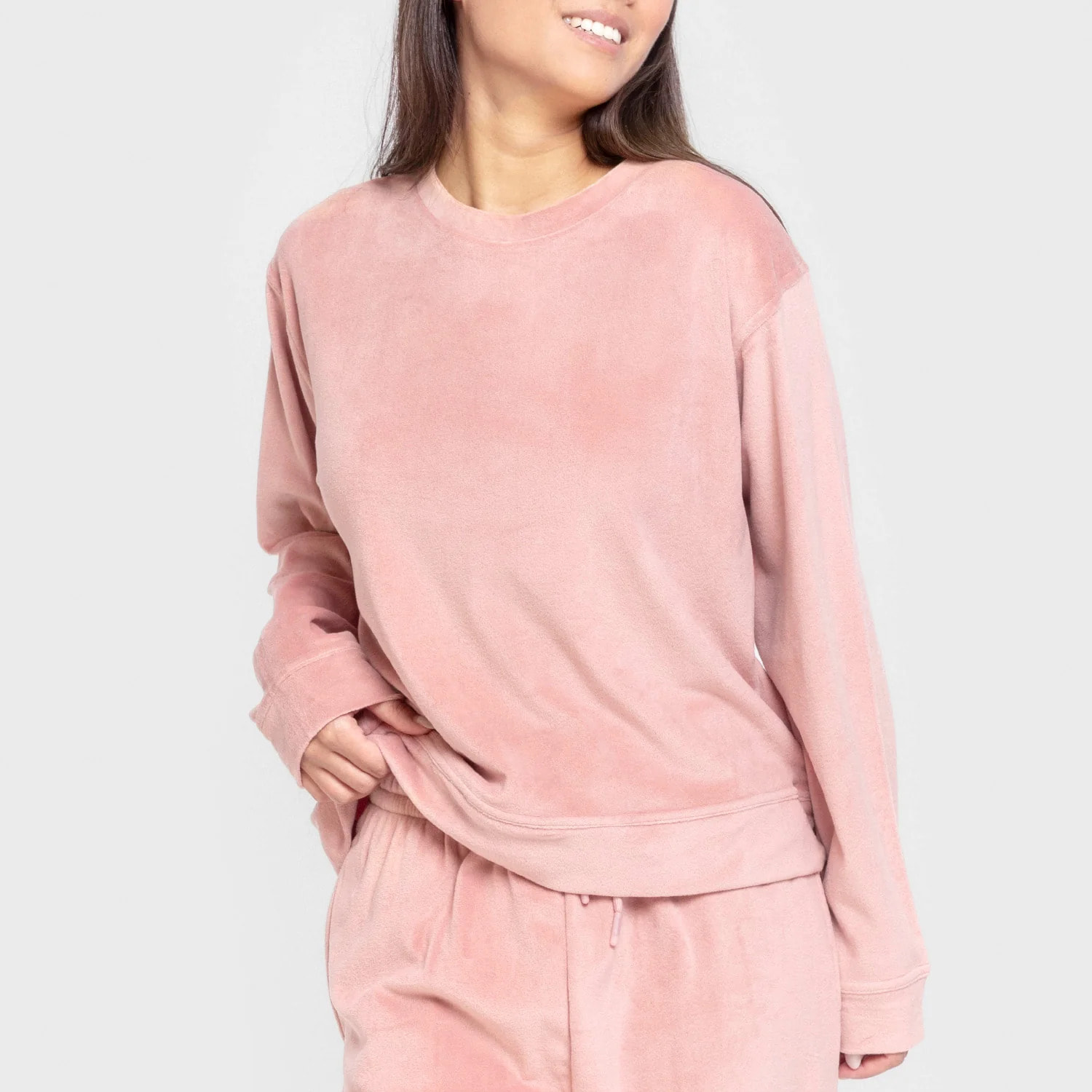 Pigiama in velluto super soft tinta unita rosette