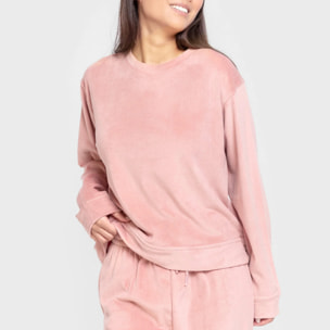 Pigiama in velluto super soft tinta unita rosette