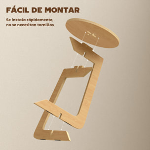 Mesa Auxiliar en Forma de C, Mesita Auxiliar Redonda, Montaje Rápido, para Espacios Pequeños, Salón, Dormitorio, Natural