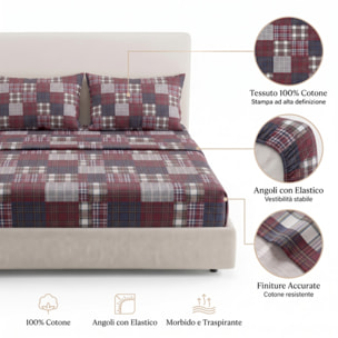 Completo lenzuola in cotone - TARTAN MULTICOLOR