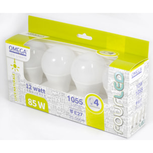 OMEGA Set 4 Pezzi Goccia A60 12W LED