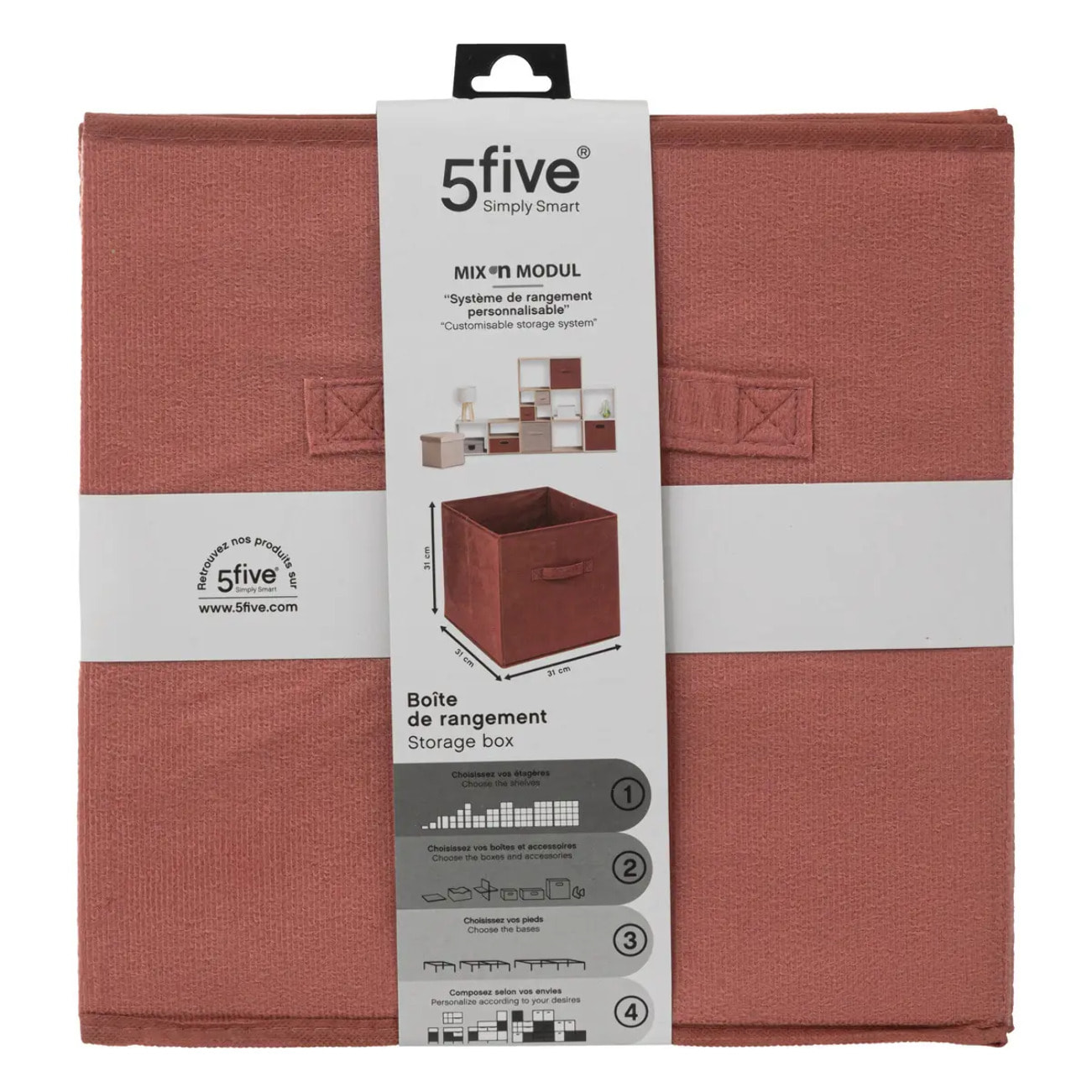 Panier velours 31x31cm "Mix N' Modul" terre de sienne