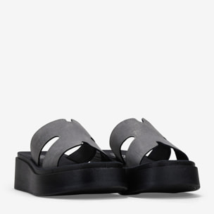 Sandalias plataforma negras con brillo