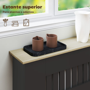 Cubre Radiadores, Cubreradiador de MDF, 78x19x81 cm, Cubierta para Radiador, Diseño Moderno de Listones y Nido de Abeja, para Salón, Dormitorio, Negro