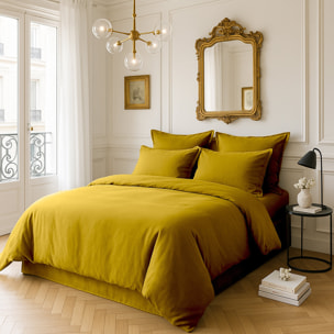 Drap housse - bonnet:30cm 100% satin de coton lavé 105 fils bronze