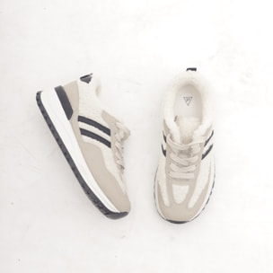 SNEAKERS RUNNING FUR DOPPIA FASCIA PANNA