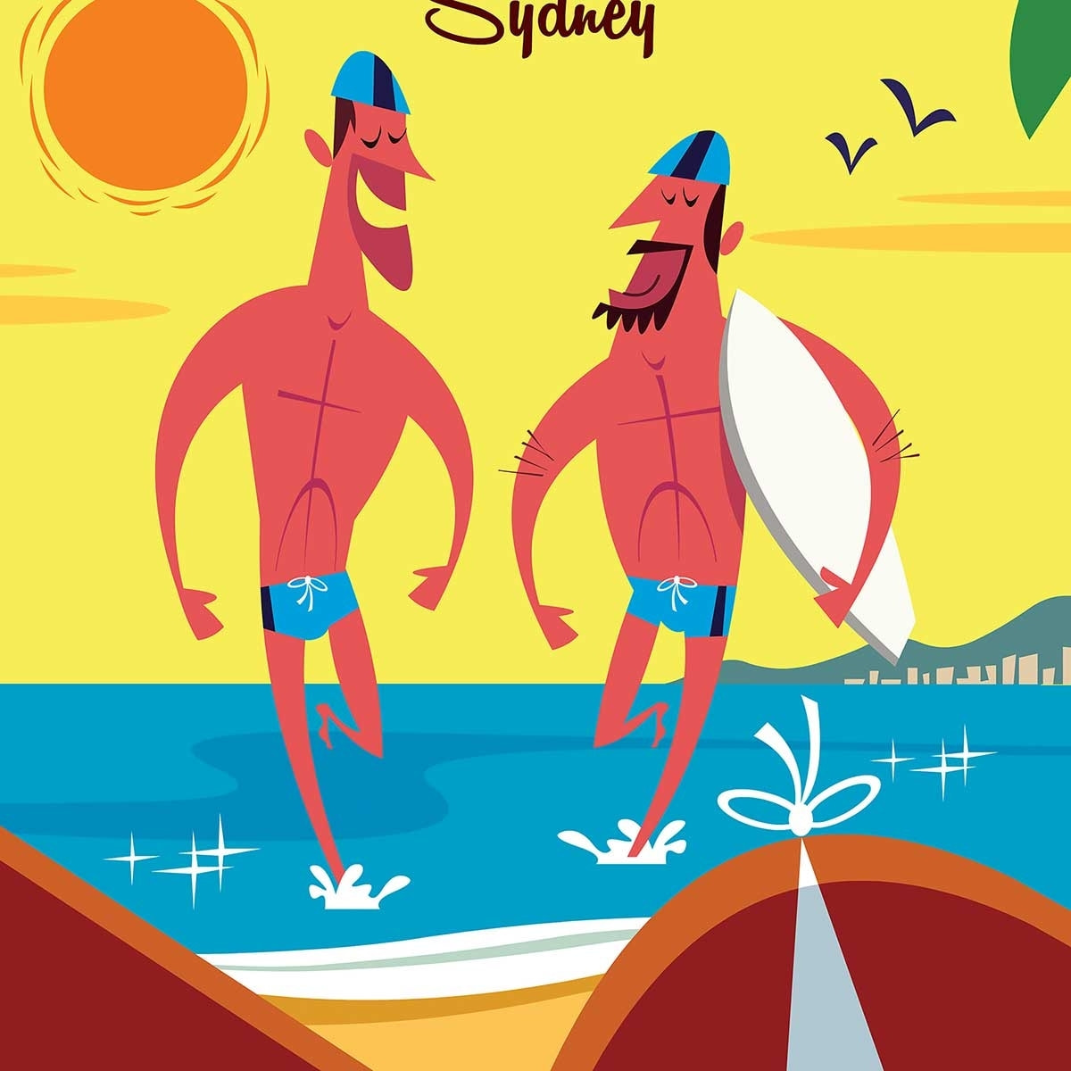Affiche Surf à Bondi Beach Affiche sous cadre bois