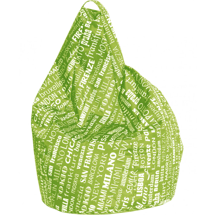 Pouf Marisa, Poltrona multiuso, Poltroncina sacco, Pouf poggiapiedi, Made in Italy, 80x80 h120 cm, Verde e Bianco