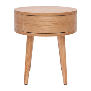 Table de chevet ronde en bois clair avec tiroir JUDITH