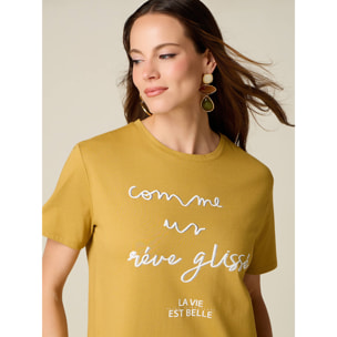 Oltre - T-shirt con stampa lettering - Giallo