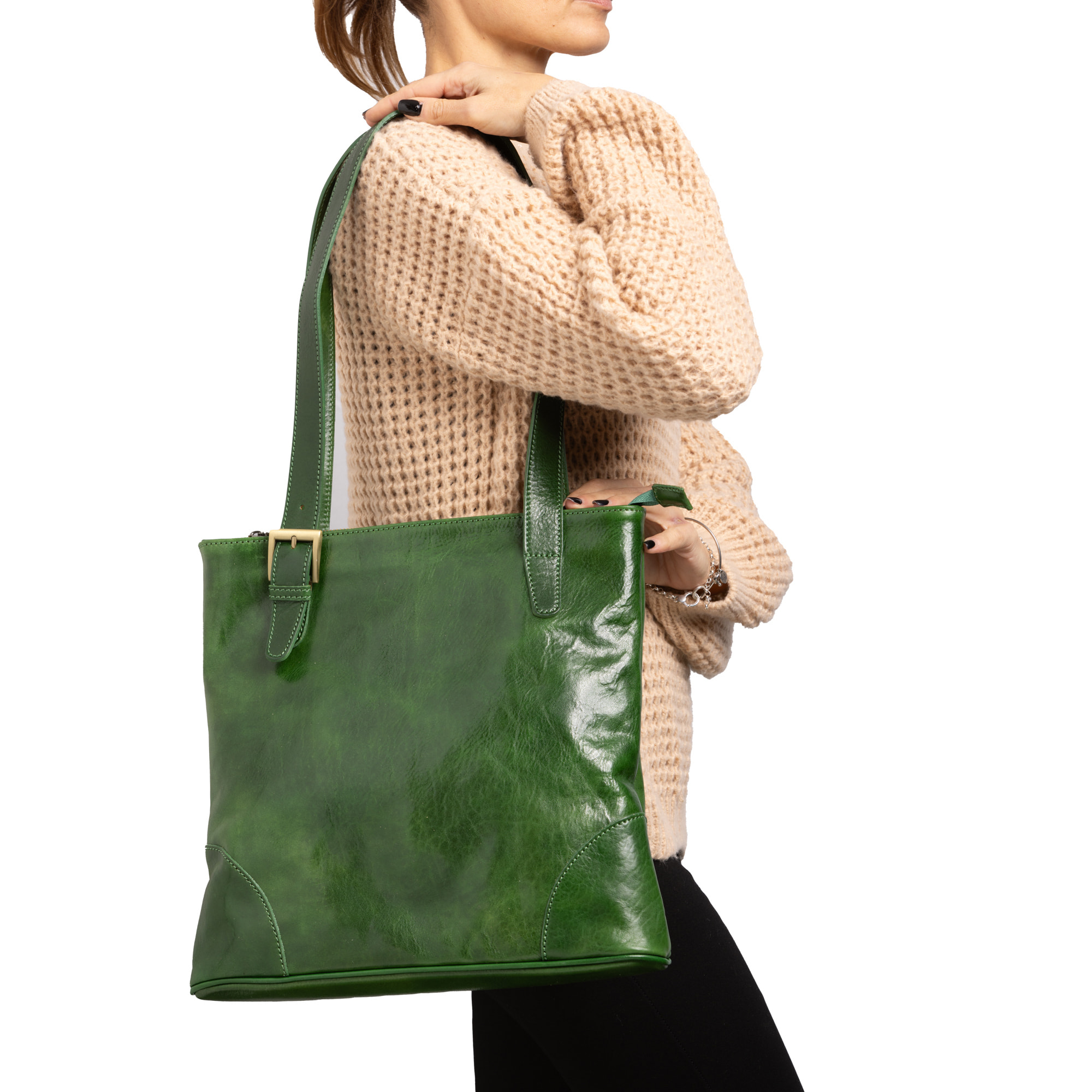 Borsa a spalla  da donna In Vera pelle Made in Italy 33x35x8 cm