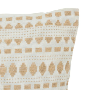 Coussin motifs jacquard "Micah" 38x38cm beige lin