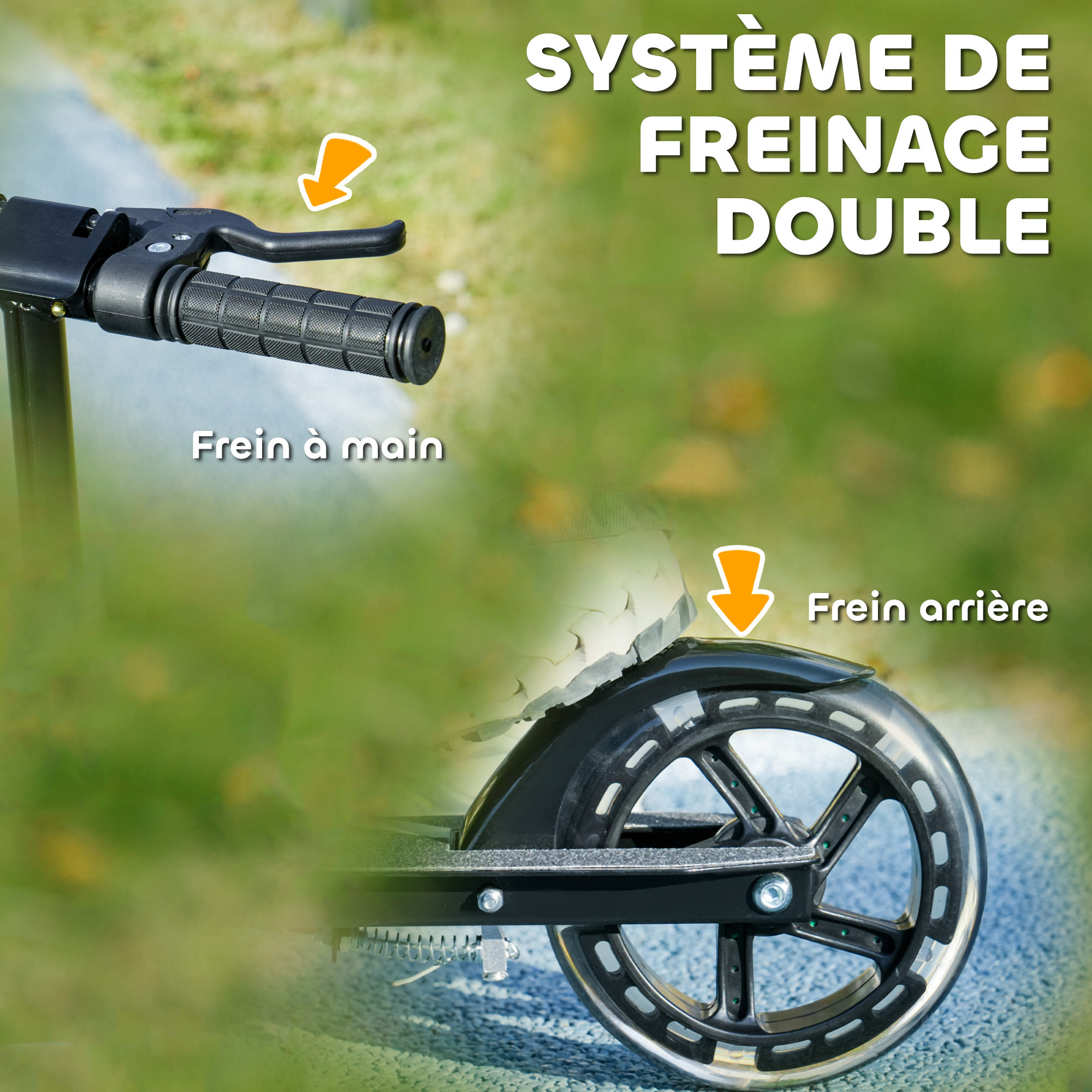 Trottinette pliable réglable enfant 3-8 ans roues lumineuses LED frein friction arrière et frein main métal blanc noir