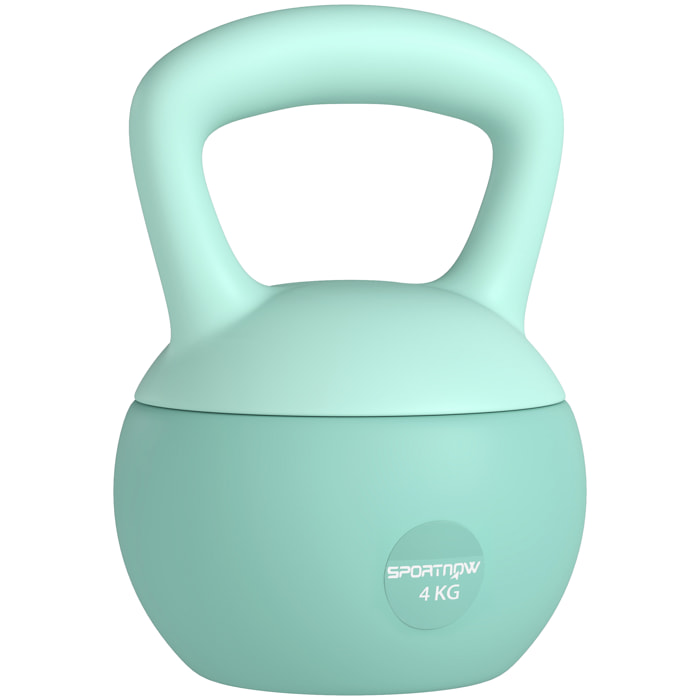 Pesa Rusa 4 kg, Soft Kettlebell Relleno de Arena Metálica y Mango Antideslizante, para Entrenamiento Culturismo en Casa, Gimnasio, Verde