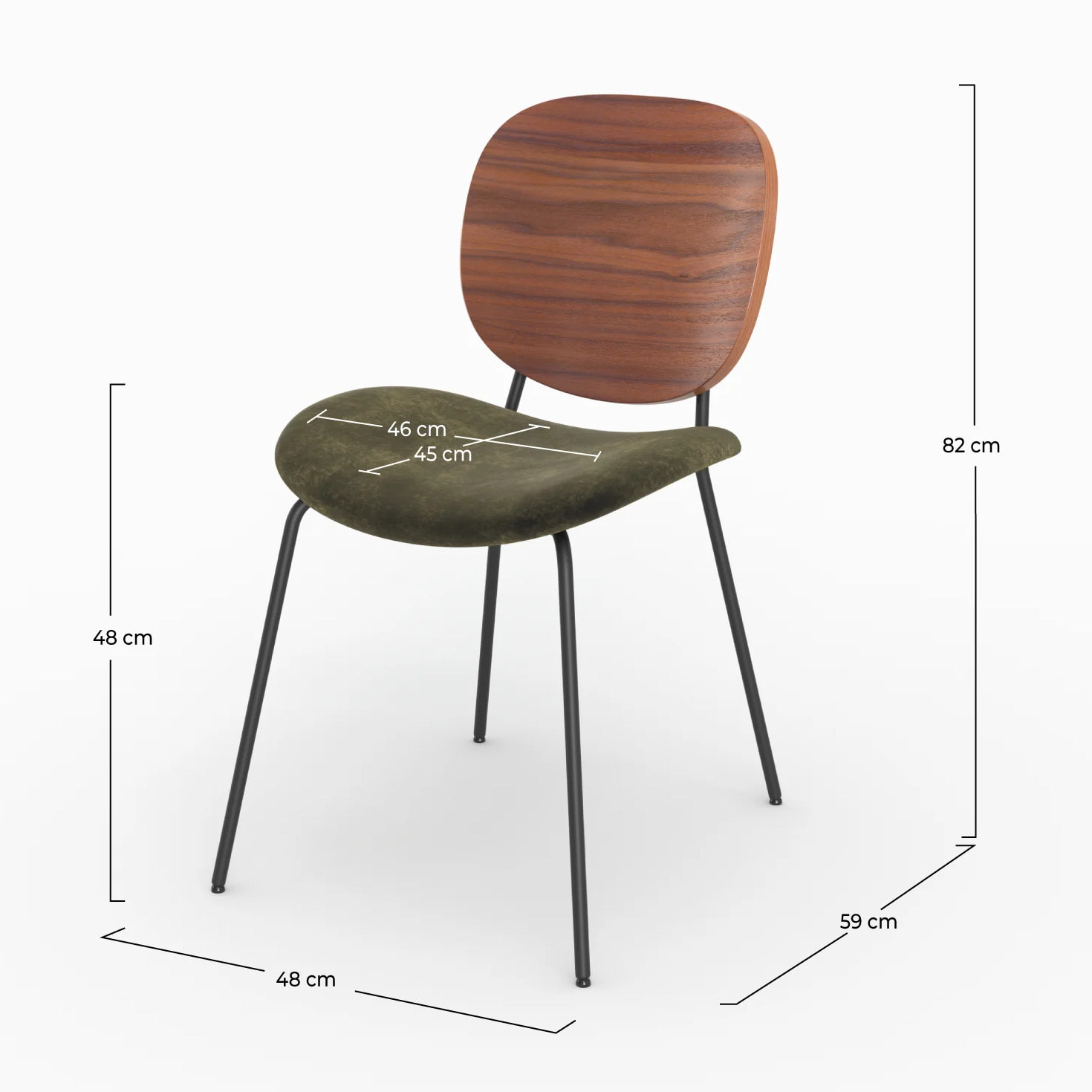 Lot de 2 chaises en velours vert kaki - Simone