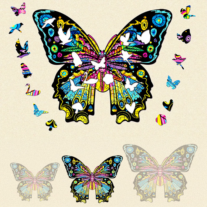 Puzzle in legno con design di farfalla. 200 pezzi.