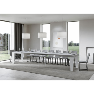 Mesa extensible 90x180/440 cm Spimbo Mix tapa Cemento patas Fresno Blanco