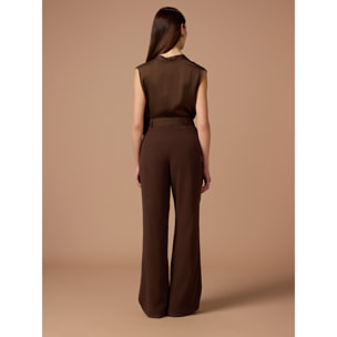 Oltre - Pantalones fluidos con cinturón - Marrón