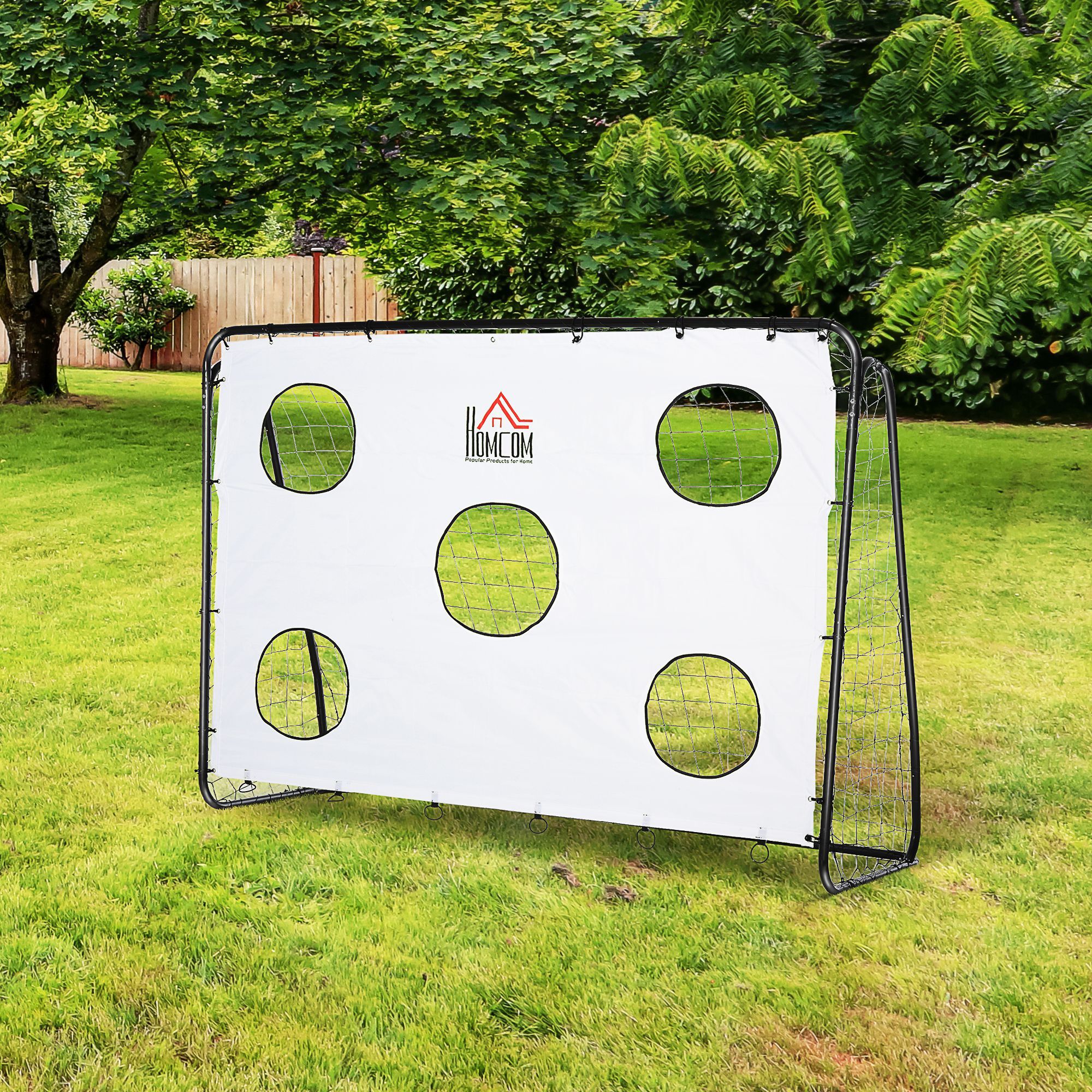 Portería de Fútbol Puerta de Fútbol con Soporte de Metal Lona de Precisión y Red para Entrenamiento de Fútbol en Jardín Aire Libre 240x88x174 cm Blanco